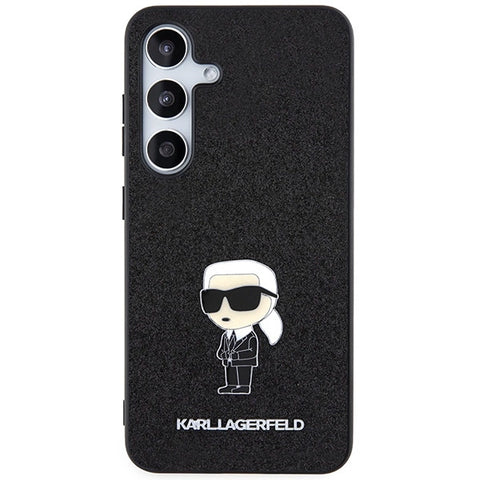 Karl Lagerfeld Fixed Glitter Ikonik Metal Pin ovitek za Samsung S24 Plus, Black