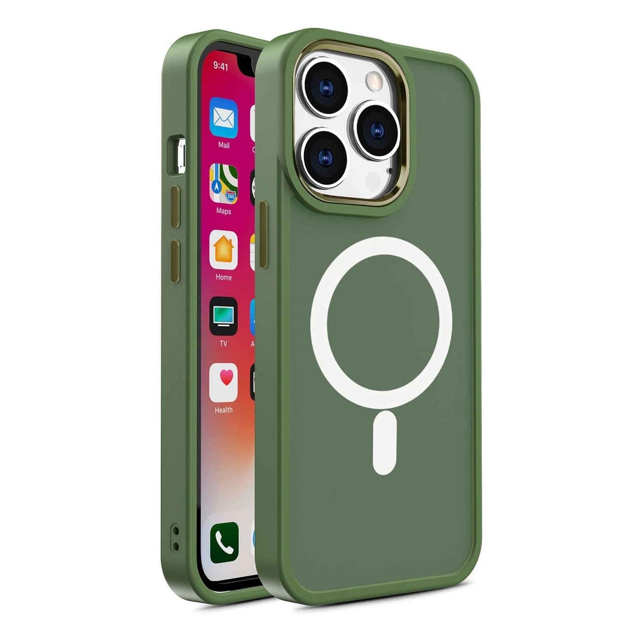 Hibridni MagSafe ovitek za iPhone 15 Plus, Zelen
