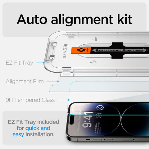 SPIGEN Glas tR EZ FIT zaščitno steklo za iPhone 15 Pro, 2PACK | Full Glue