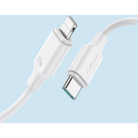 JOYROOM USB-C/Lightning Fast Charge podatkovni in napajalni kabel, Bel, 1m