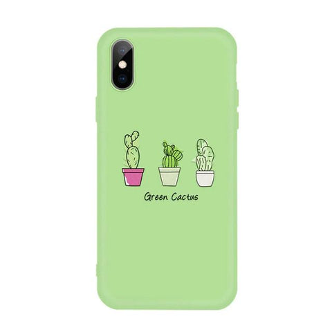 Silikonski ovitek za iPhone 7/8 Plus - kaktusi v vrsti | Limeta barva