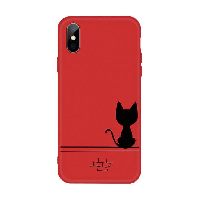 Silikonski ovitek za iPhone 6 - motiv mačka | Rdeč