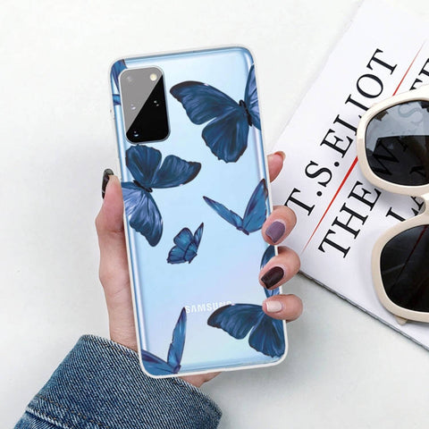 Ovitek za Samsung A31 | Prozoren, modri metulji