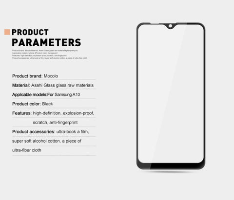 Mocolo Premium zaščitno steklo za Samsung A10 | Full Glue, črn rob