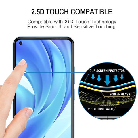 9H kaljeno zaščitno steklo za Xiaomi (Mi )11 Lite 5G (NE) | Črn rob, Full Glue
