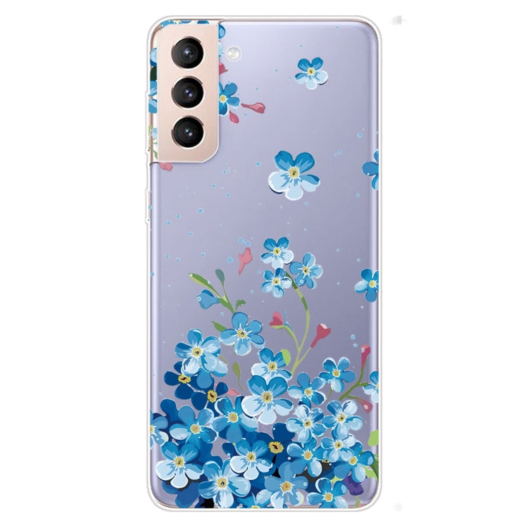 Ovitek za Samsung S22 5G | Prozoren, Modri cvetovi