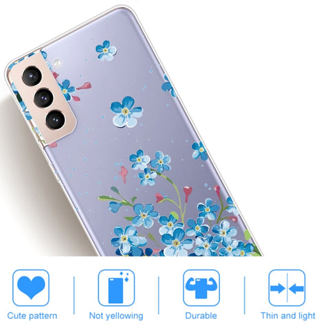 Ovitek za Samsung S22 5G | Prozoren, Modri cvetovi