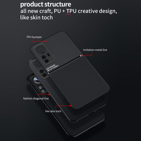 Eleganten ovitek za Xiaomi 12/12X/12S, magnet, črn