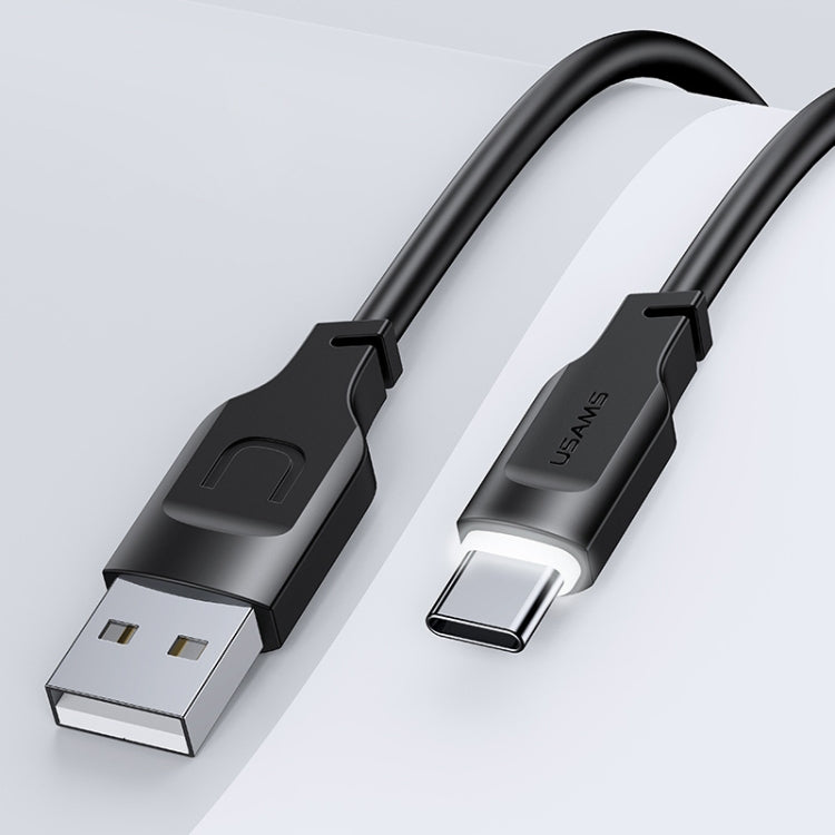 USAMS Lithe USB-A/USB-C Fast Charge kabel, Črn, 1,2m