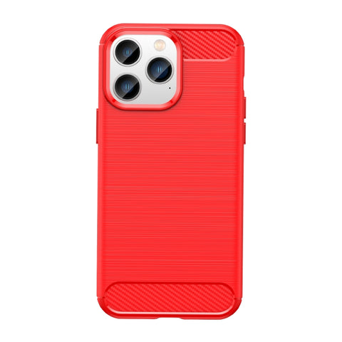 Ovitek za iPhone 14 Pro Carbon vzorec, rdeč