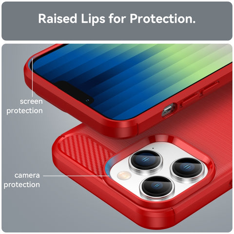 Ovitek za iPhone 14 Pro Max Carbon vzorec, rdeč