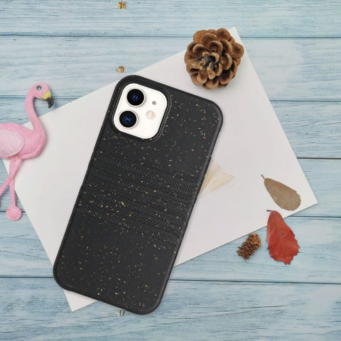Ovitek za iPhone 12 mini Wheat Straw bio razgradljiv, Črn