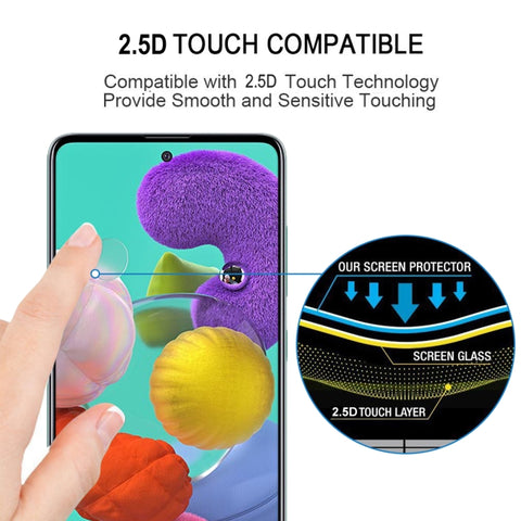 9H Full Glue kaljeno zaščitno steklo za Samsung A51 | Črn rob