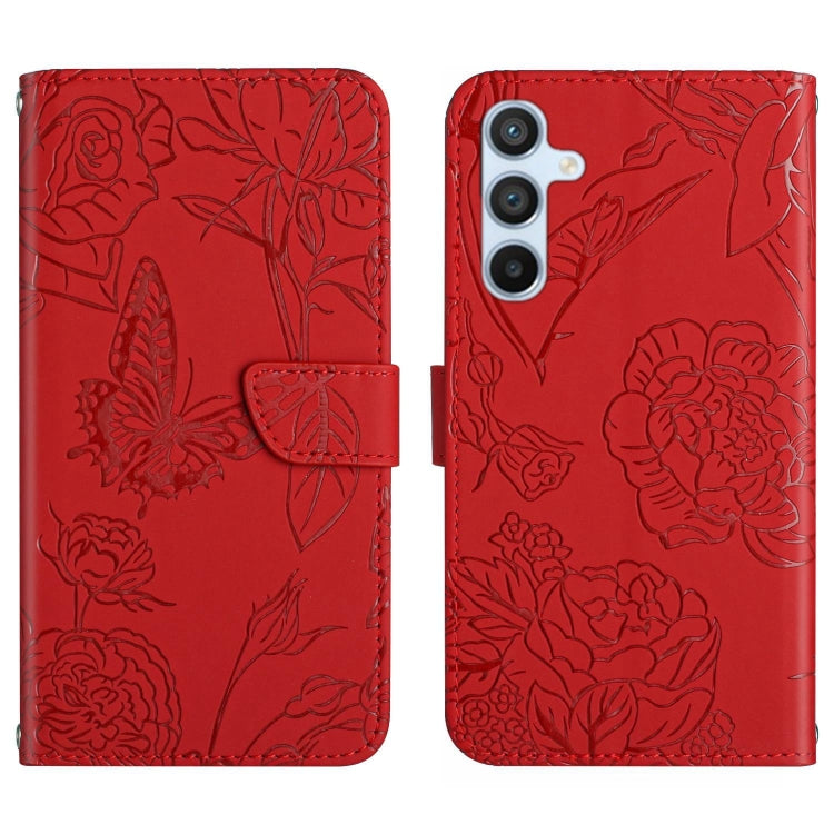 Eleganten etui/ovitek za  Samsung A54 5G, Rdeč, metulji
