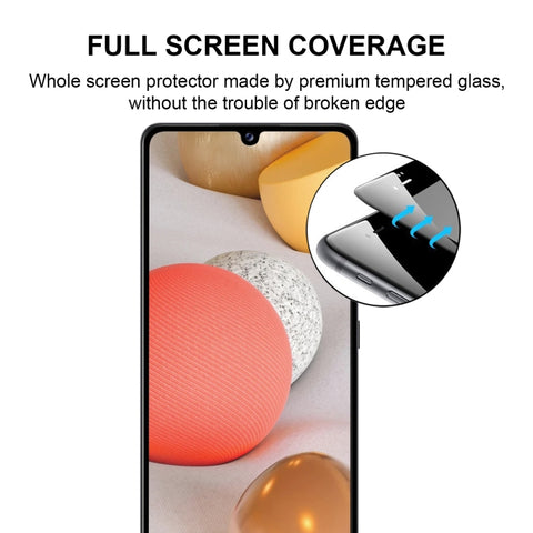 9H Full Glue kaljeno zaščitno steklo za Samsung A42 5G | Črn rob