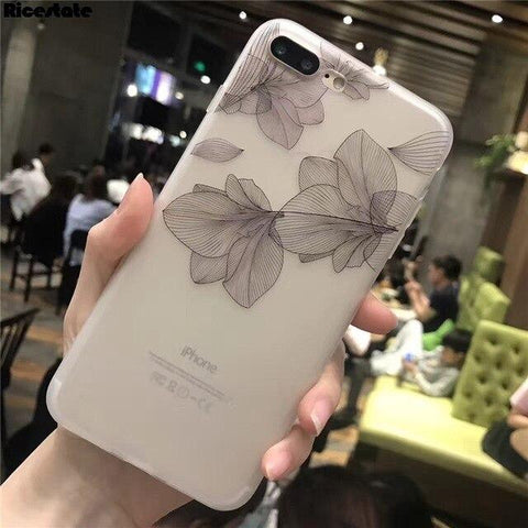 Ovitek za iPhone X/XS | Bel prosojen, 3D motiv cvetov