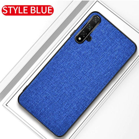 Shock-Proof ovitek za Huawei P Smart 2019 | Relief tekstila, modra barva