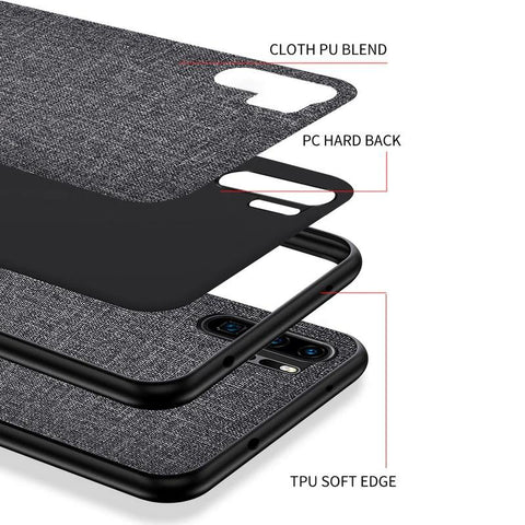 Shock-Proof ovitek za Huawei P30 | Relief tekstila, siva barva
