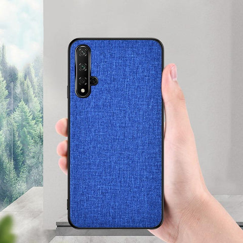 Shock-Proof ovitek za Huawei P Smart Plus 2019 | Relief tekstila, modra barva