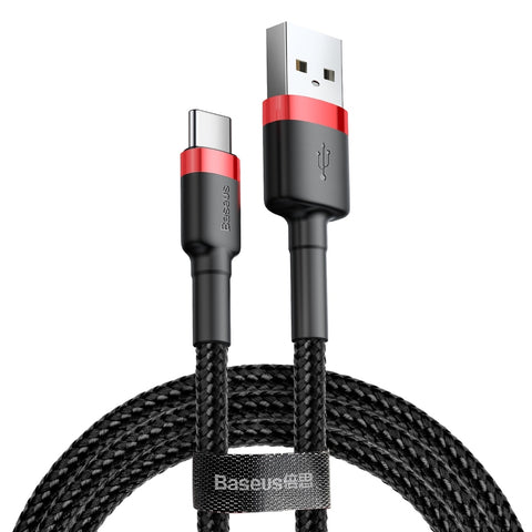 BASEUS Cafule USB-A/USB-C Fast Charge podatkovni in napajalni kabel, Črn, 1m
