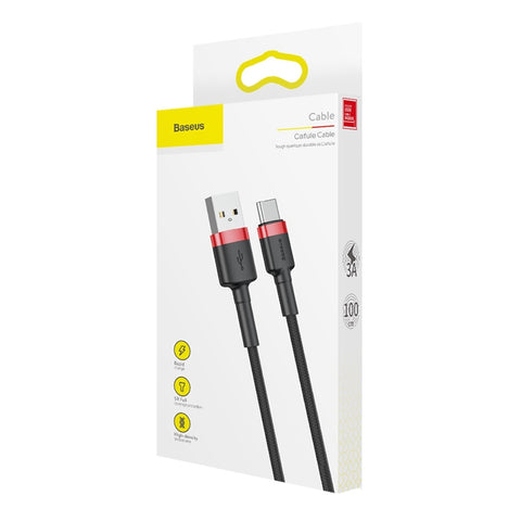 BASEUS Cafule USB-A/USB-C Fast Charge podatkovni in napajalni kabel, Črn, 1m