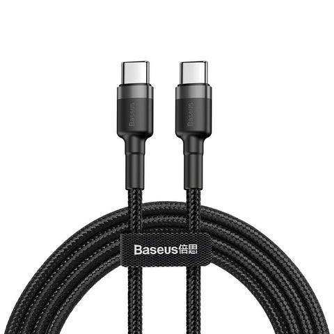 BASEUS USB-C/USB-C Fast Charge podatkovni in napajalni kabel, Črn, 1m