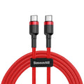 BASEUS USB-C/USB-C Fast Charge podatkovni in napajalni kabel, Rdeč, 2m
