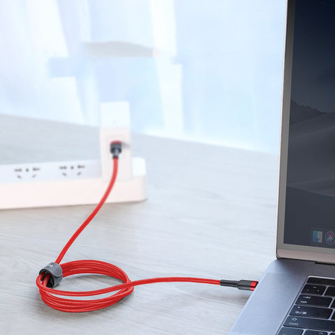 BASEUS USB-C/USB-C Fast Charge podatkovni in napajalni kabel, Rdeč, 2m