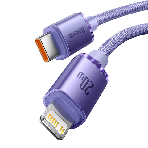 BASEUS Crystal Shine USB-C/USB-C 100W Fast Charge kabel, Vijoličen, 1,2m