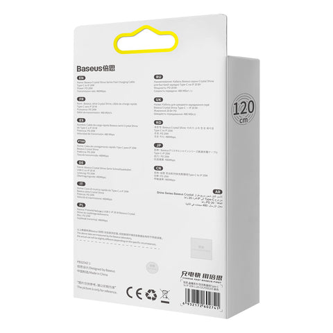 BASEUS Crystal Shine USB-C/USB-C 100W Fast Charge kabel, Vijoličen, 1,2m
