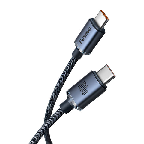 BASEUS Crystal Shine USB-C/USB-C 100W Fast Charge kabel, Črn, 2m