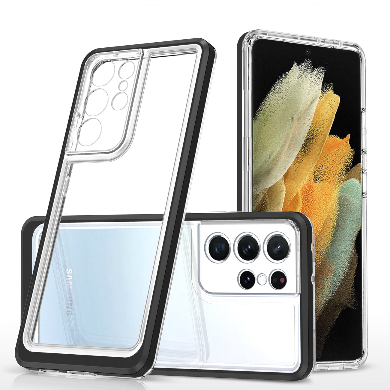Hibriden ovitek za Samsung S23 Ultra, Robusten, Črn