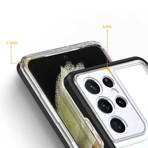 Hibriden ovitek za Samsung S23 Ultra, Robusten, Črn
