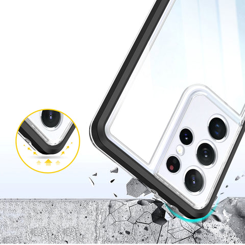 Hibriden ovitek za Samsung S23 Ultra, Robusten, Črn
