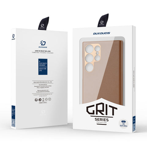 DUX DUCIS Grit MagSafe ovitek za Samsung S23 Ultra 5G, Eko usnje, Rjav
