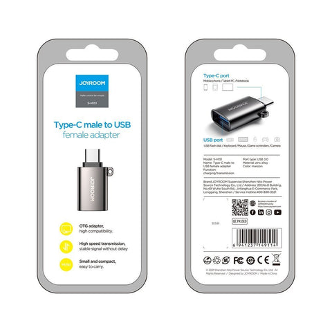 Joyroom USB-C/USB-A Adapter, Črn