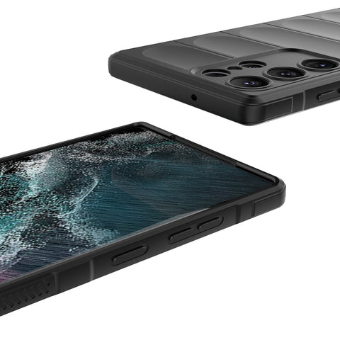 Eleganten Wave ovitek za Samsung S23 Ultra, Črn