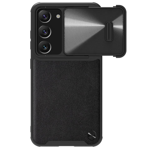 Nillkin CamShield Leather ovitek za Samsung S23 5G, Črn