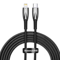 BASEUS Glimmer USB-C/Lightning Fast Charge kabel, Črn, 2m