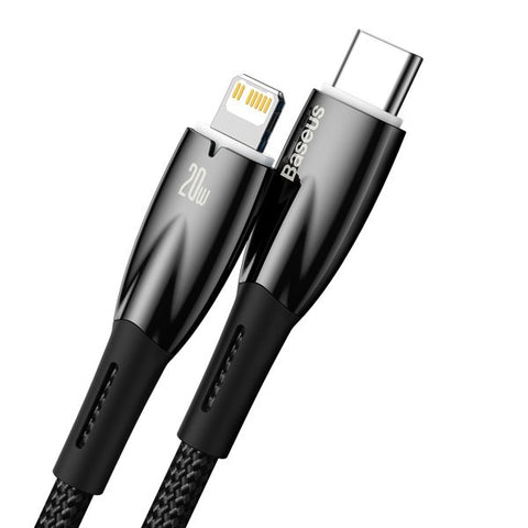 BASEUS Glimmer USB-C/Lightning Fast Charge kabel, Črn, 2m