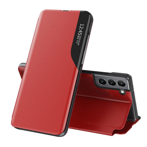 Etui/ovitek s prednjim okencem za Samsung S22, Rdeč