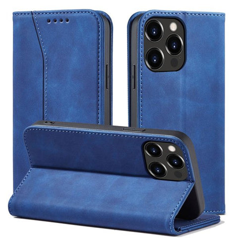 Modni etui/ovitek za iPhone 13 Pro, magnet, Moder