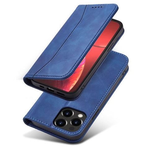 Modni etui/ovitek za iPhone 13 Pro, magnet, Moder