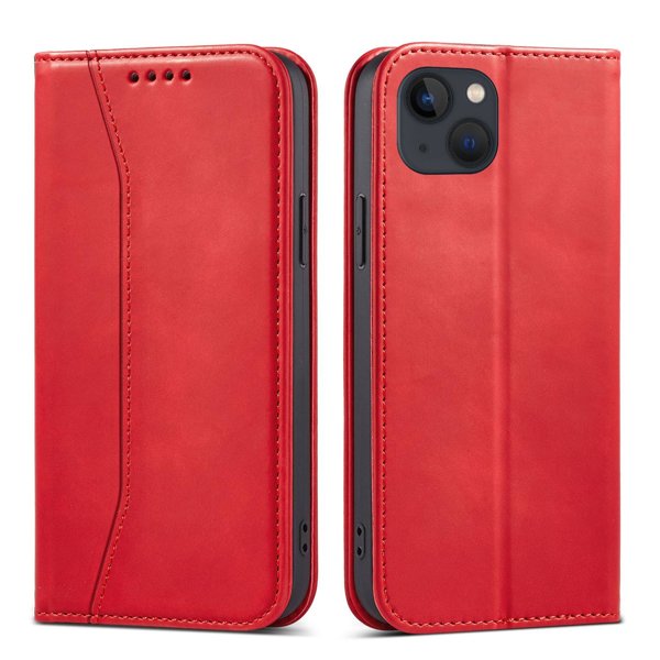 Modni etui/ovitek za iPhone 13, magnet, Rdeč