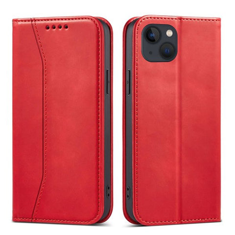 Modni etui/ovitek za iPhone 13, magnet, Rdeč