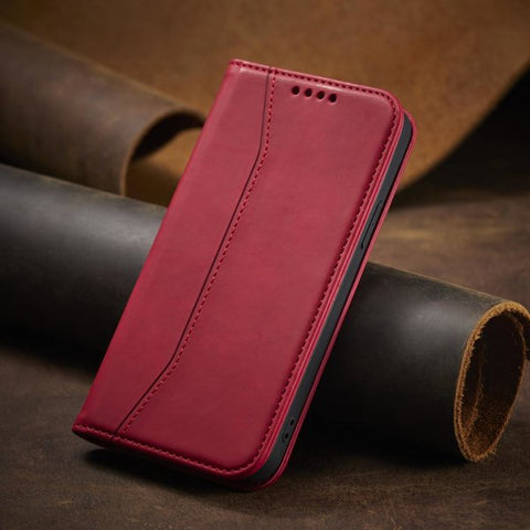 Modni etui/ovitek za iPhone 13, magnet, Rdeč