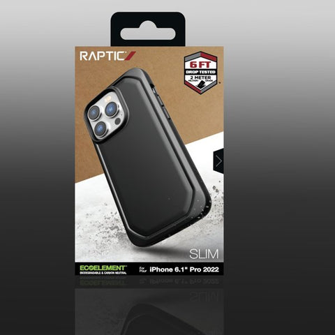 RAPTIC Slim biorazgradljiv ovitek za iPhone 14 Pro, Črn mat